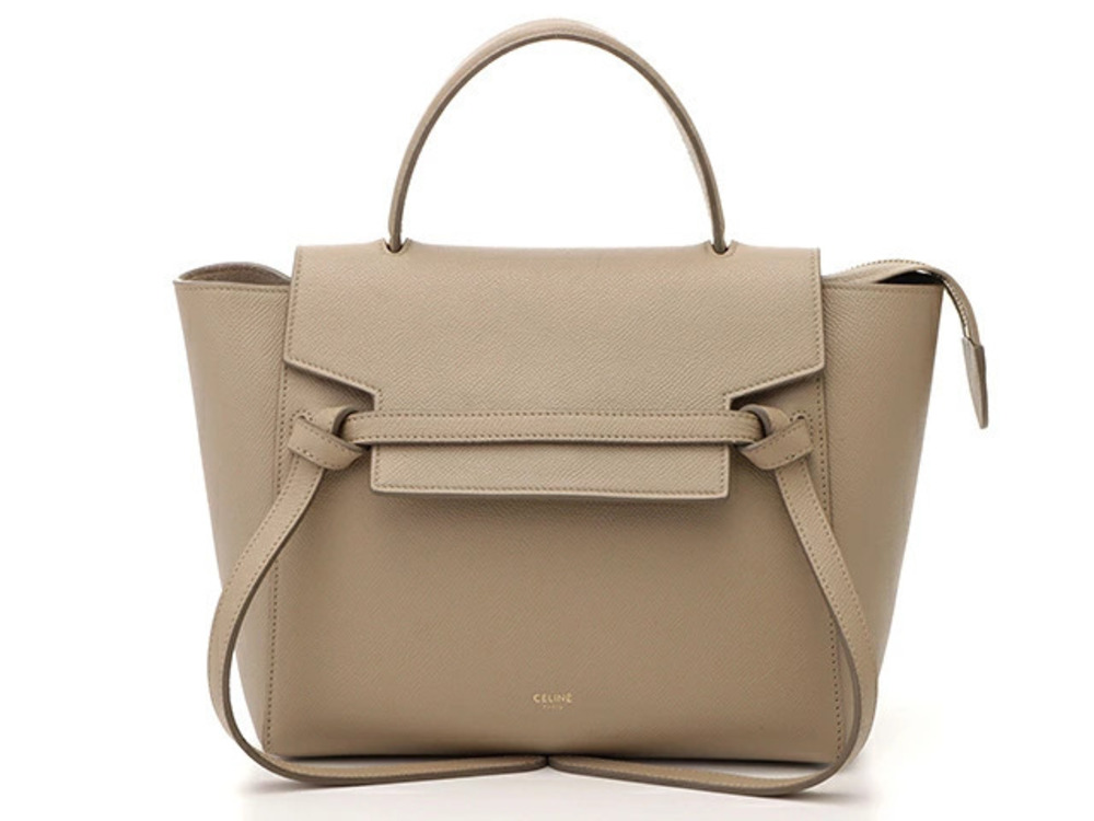 Celine Bag Handbag Belt Beige Cream Leather